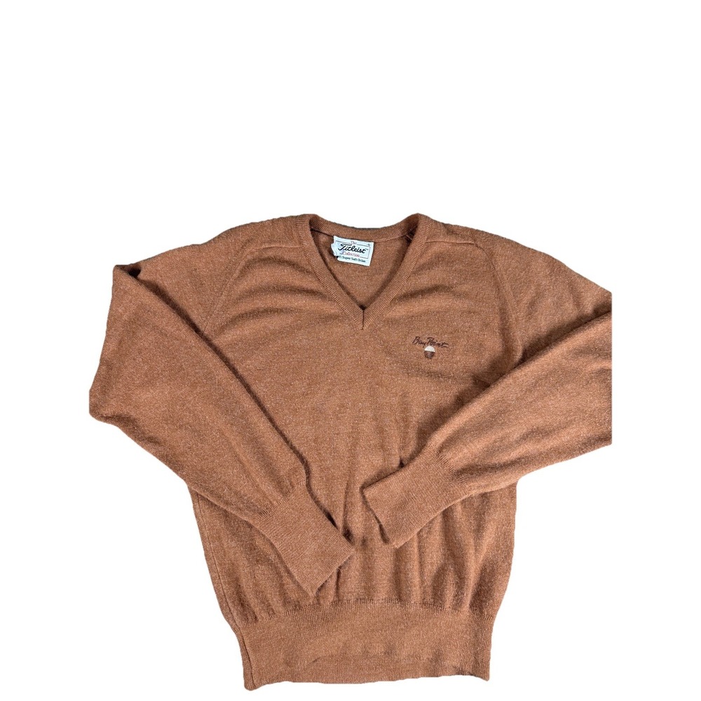Vintage Titleist GolfSweater Mens Small Brown V Neck Old Money Logo‎